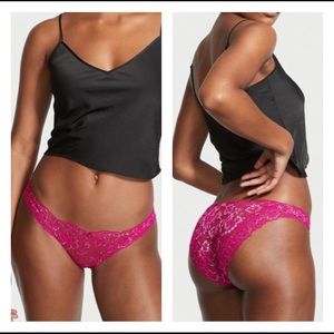 Victoria’s Secret Silver Pink Metallic Shine Cheeky Panty Medium